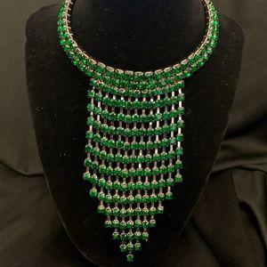 Steve Madden Emerald Fringe rhinestone necklace